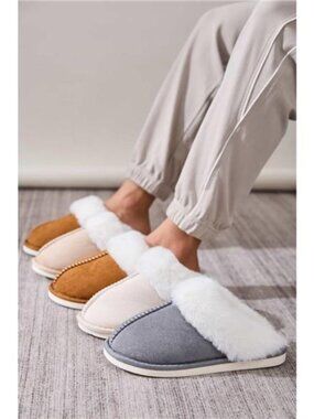 Faux Fur Round Toe Slippers